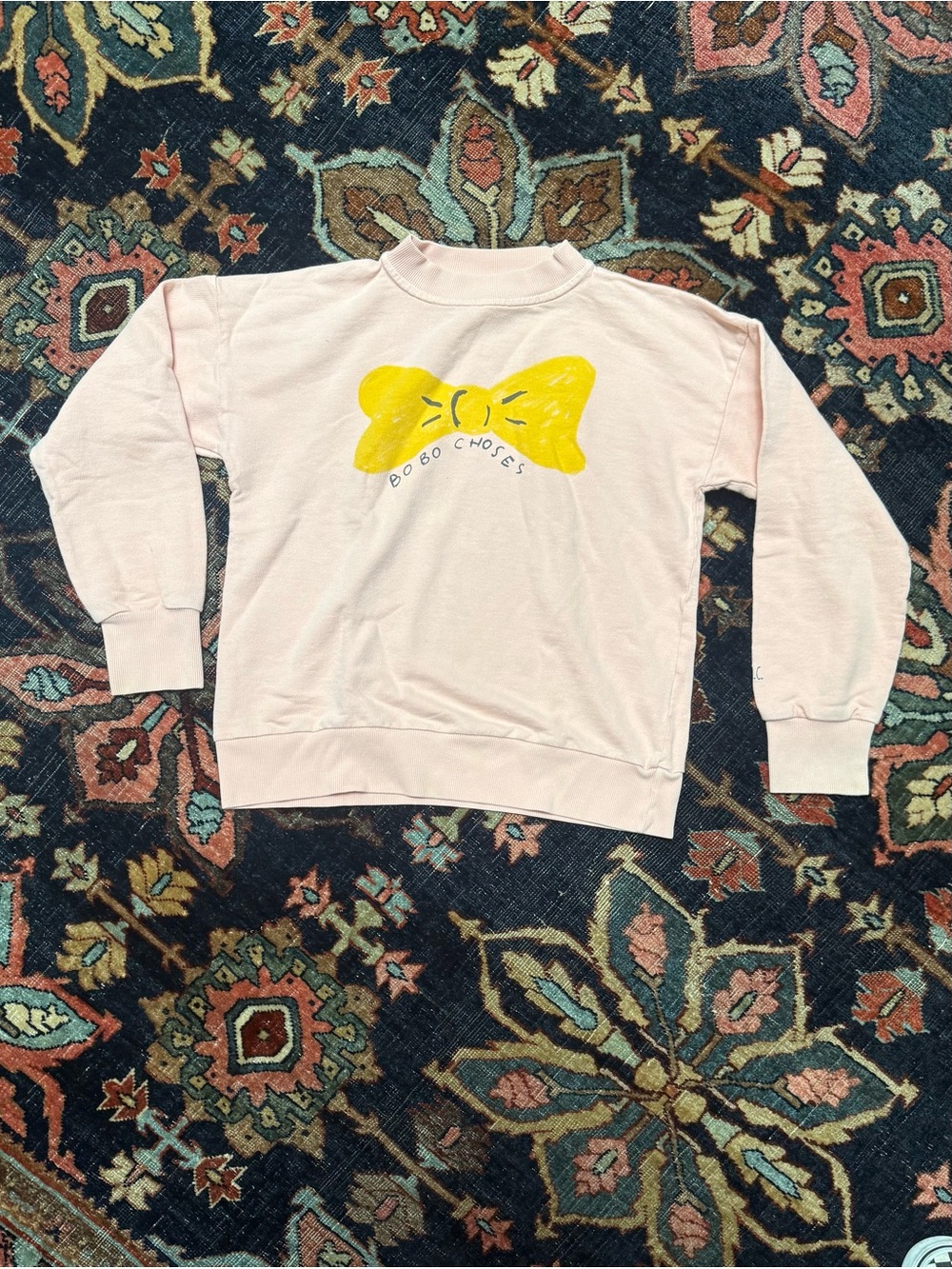 Bobo Choses Pale Pink Sweatshirt with Yellow Bow Print 10/11 Years